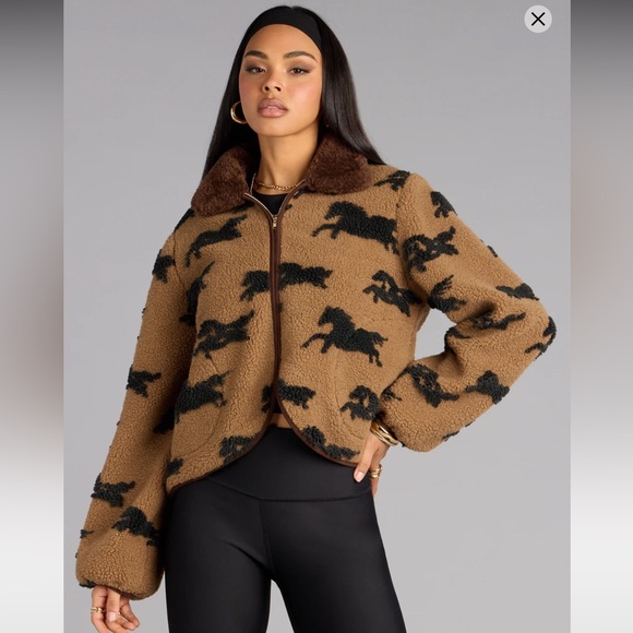 Horse print Sherpa jacket - Picture 1 of 5